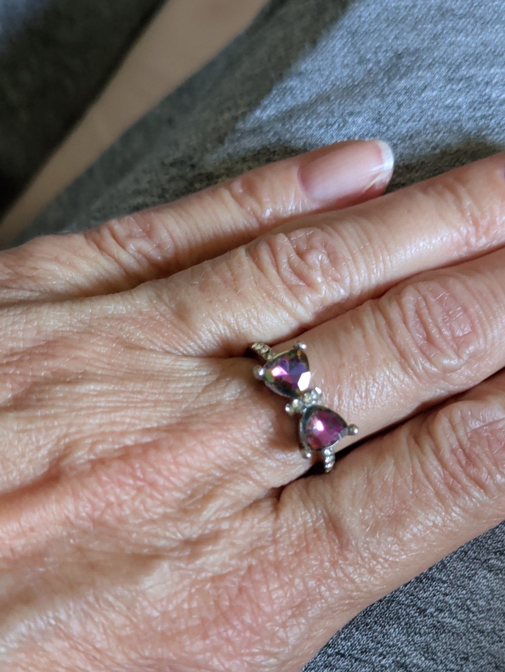 Silver Ring with Pink/Purple Gemstones